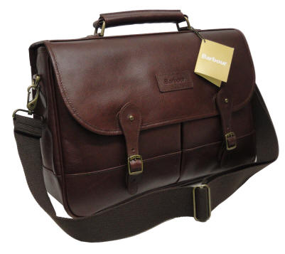 Barbour leather best sale briefcase chocolate